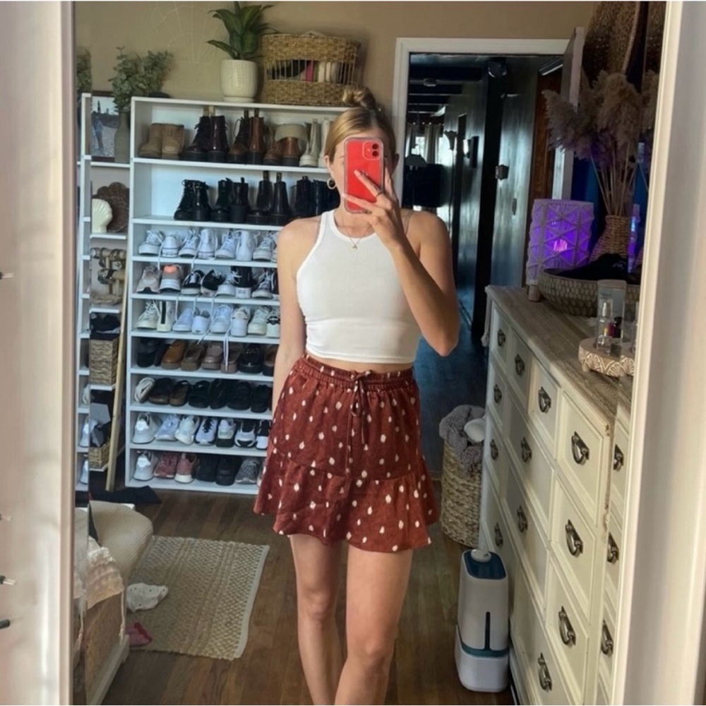 Shein dot ruffle high waisted skirt